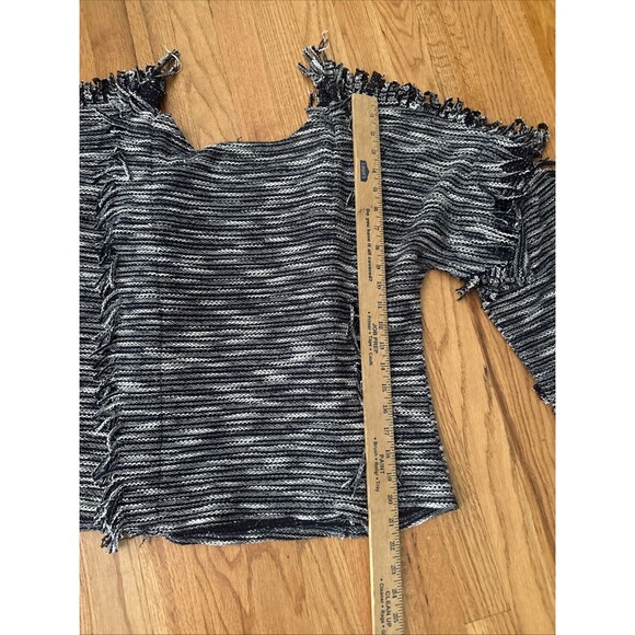 Misa Los Angeles m Sweater  l Karine Fringe Navy Blue  White Crop Top $249 - Picture 11 of 12